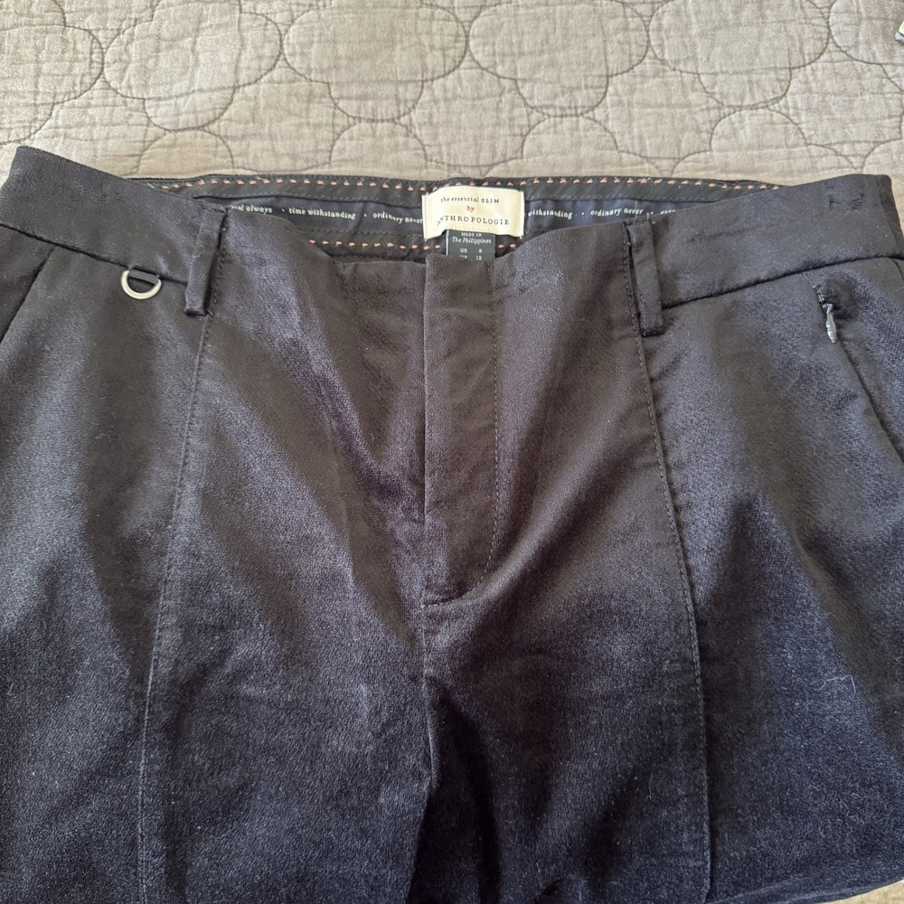 Anthropologie Essential Slim Black Velvet Ankle Pants Size 8 - Picture 5 of 9